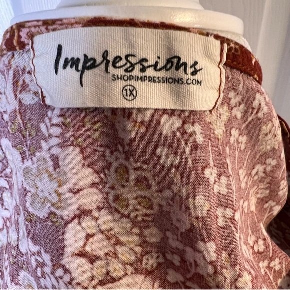 Impressions Flowy Fluttery V Neck Boho Top Sz.1X - Picture 4 of 5